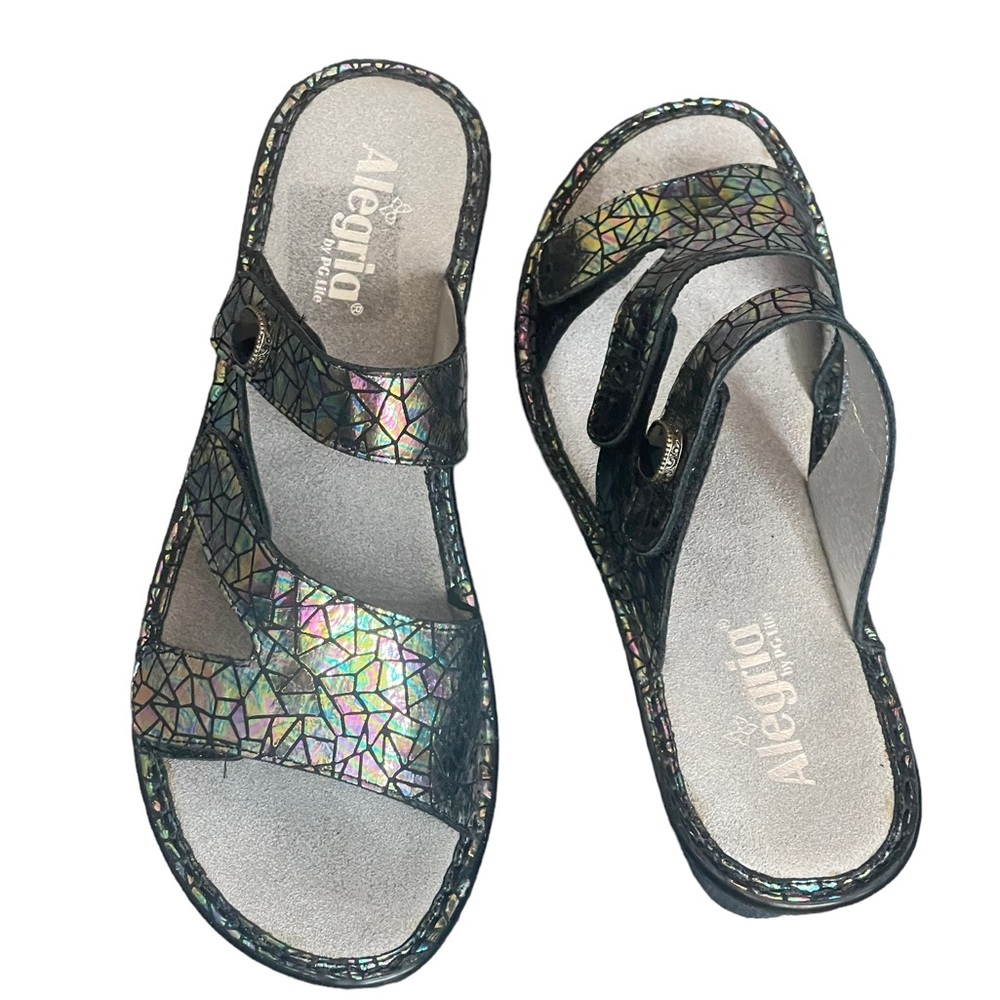 Alegria Loti Women's Tectonic
Iridescent Leather Slide On
Sandals Sz 41(10.5)